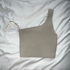 NWT ONE SHOULDER SCULPT KNIT TANK